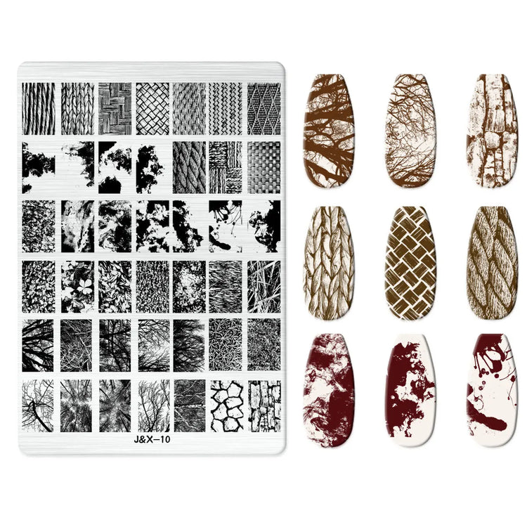 Flowers Love Nail Stamping Newspaper Splice Theme Irregular Stamping Plates Letter Nail Art Printing Stencil Tool Big Size Tools