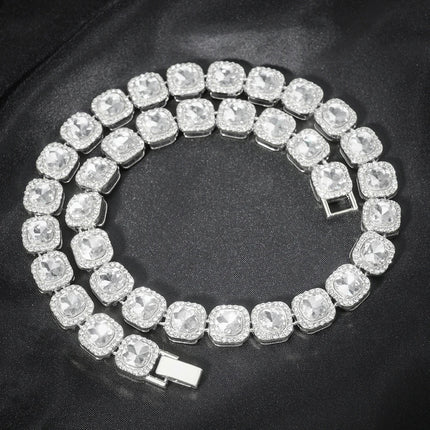 Hip Hop Men Women 14MM Prong Cuban Link Chain Necklace Bling Iced Out Tennis Chain Rhinestone Paved Miami Cuban Necklace Jewelry PlatiNum