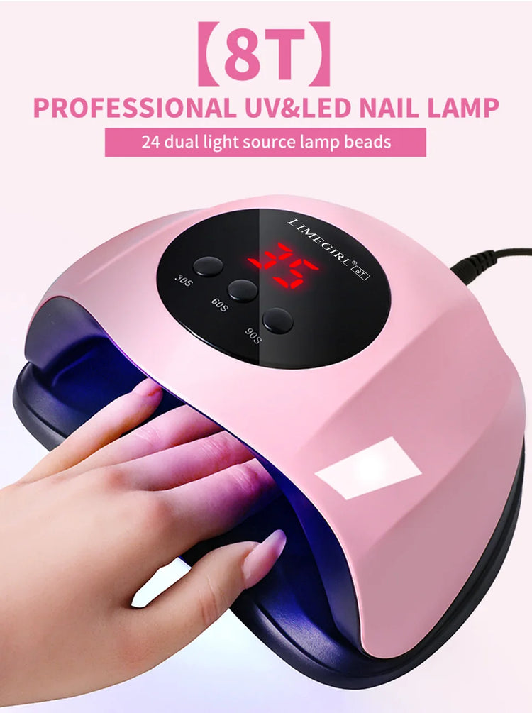 LIMEGIRL Rofessional 24LED Nail Lamp with LCD Display & Sensor Suitable for /LED Nail Polish, 4 Timer Settings, Instant Nail Dryer for Gel Polish, Lamp for Home Salon, Nail Glue Tool, No Adapter Required Gift for DIY