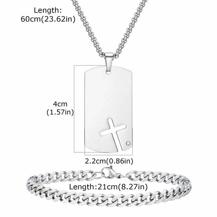 Vnox Set di 2 Pezzi Collana con Ciondolo e Bracciale da Uomo, Set di Gioielli in Acciaio Inossidabile Colore Nero Oro Argento, Regali di Gioielleria alla Moda platinumshop