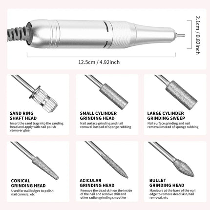Electric Nail Drill - 45000RPM Portable Nail Drill-Rechargeable Nail E-File Kit With 6 Bits & Base-LED Screen-Ultra-Silent