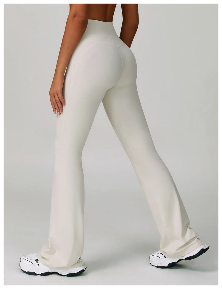 Flared Leggings Women's Wide-leg Pants High Waisted Hip lifting Yoga Pants Quick Drying Running Exercise Fitness Bell bottoms PlatiNum