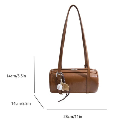 2025 Cylinder Pillow Bag for Women Multifunctional Shoulder Crossbody Bag with Pendant Winter Luxury Designer Handbag