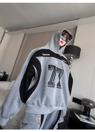 LUZHEN Street Wear Sports Two-piece Sets Men's Fashion Autumn 2025 New Color Contrast Splicing Loose Casual Pants Hoodies JY3686 PlatiNum