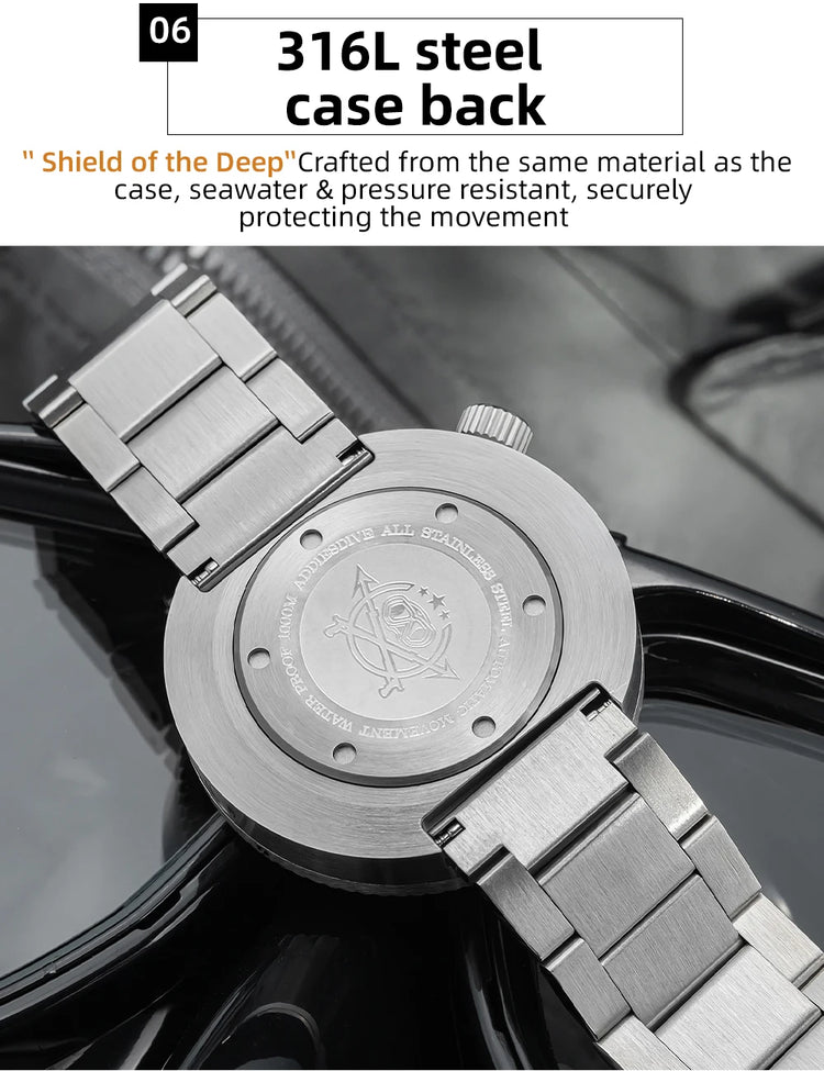 ADDIESDIVE New Men's Automatic Dive Watch Sapphire Crystal 3D Dial Ultra Bright Lume 1000m Water Resistance Men's Business Watch