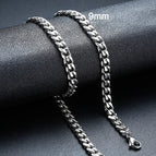 9mm Silver Cuban / 60cm 24inch
