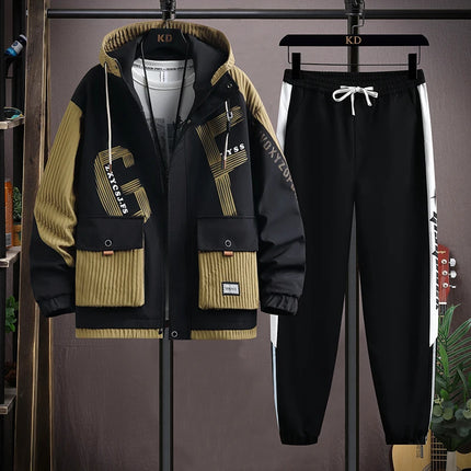2025 Spring Casual Jackets Sportswear+Pants Men's Sets Korean Style 2 Piece Sets Men Streetwear Fitness Male Tracksuit