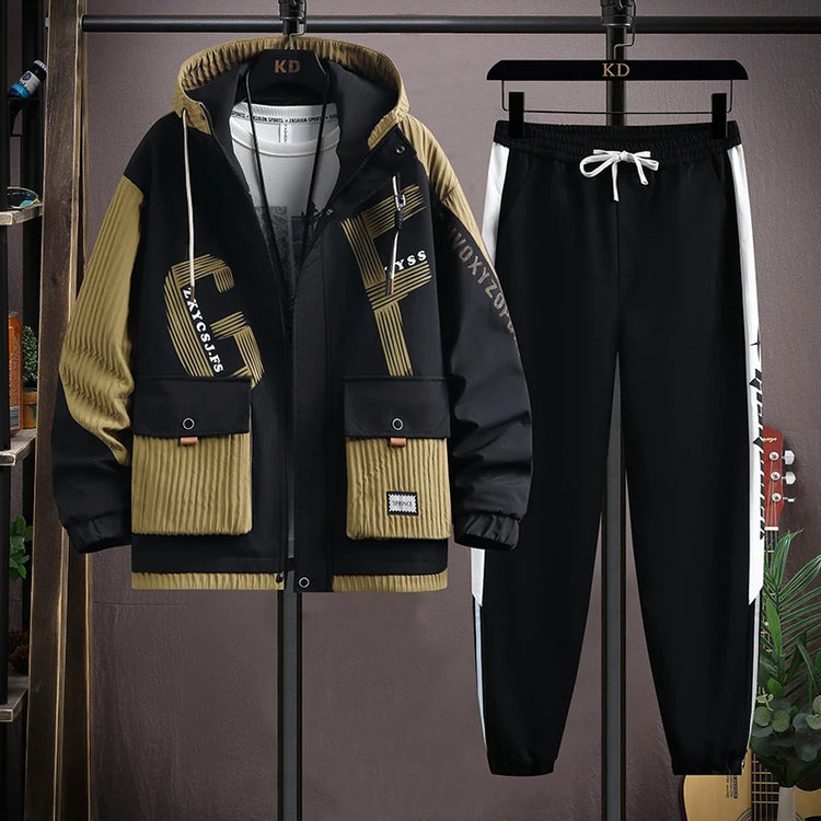 2025 Spring Casual Jackets Sportswear+Pants Men's Sets Korean Style 2 Piece Sets Men Streetwear Fitness Male Tracksuit
