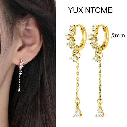 White Color Zircon Hoop Earrings 925 Sterling Silver Needle Cross/Star/Flower/Water Drop Pendant Gold Earrings Luxury Jewelry PlatiNum
