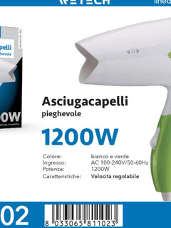 1200W Foldable Hair Dryer 100‑240V Dual Voltage Compact Portable Blow Dryer With Hanging Loop Adjustable Speed Cold Air Function For Home Hotel Travel Use