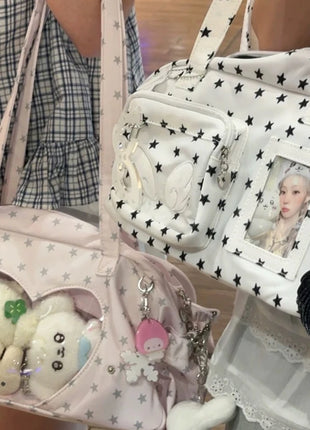 Borse Ita da donna trasparenti giapponesi Y2k Estetica All Match Star Print Fashion Ins Borsa sotto le ascelle Borse a tracolla dolci Kawaii