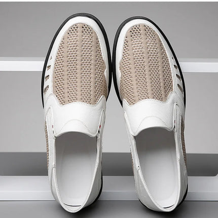 Scarpe basse formali estive maschili Scarpe casual traspiranti da uomo Scava fuori mocassini da uomo Mocassini fantastici Scarpe da esterno slip on fatte a mano