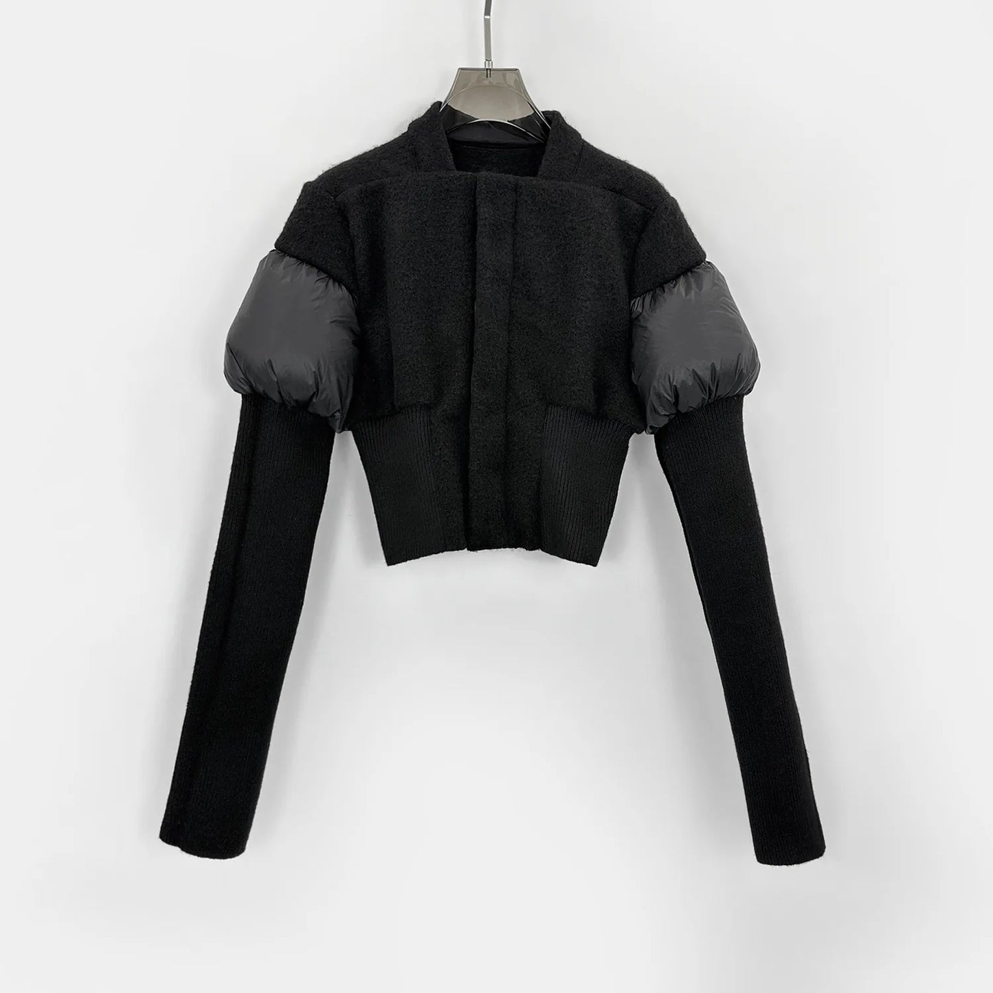 2025AW  Dark Style Women's Wool-blend Tweed Paneled Down Jacket Female Casual Fashion Coats Women's Clothing