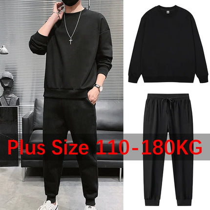 1pc/2pcs Men's Set Sweatshirts Sweatpants Plus Size Autumn Winter Fashion Pullovers Pants Warm Full Cotton Fitness Male Clothing PlatiNum