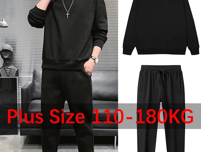 1pc/2pcs Men's Set Sweatshirts Sweatpants Plus Size Autumn Winter Fashion Pullovers Pants Warm Full Cotton Fitness Male Clothing PlatiNum