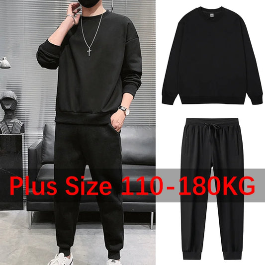 1 pz/2 pz Set da uomo Felpe Pantaloni Della Tuta Plus Size Autunno Inverno Moda Pullover Pantaloni Caldo Pieno di Cotone Fitness Abbigliamento Maschile