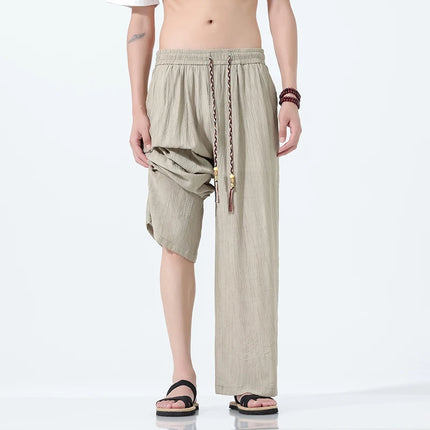 Pantaloni da Uomo a Gamba Dritta Estivi in Seta Ghiacciata, Pantaloni a Gamba Larga Freschi, Nuovi Arrivi di Tendenza, Traspiranti, Stile Cinese, Casual