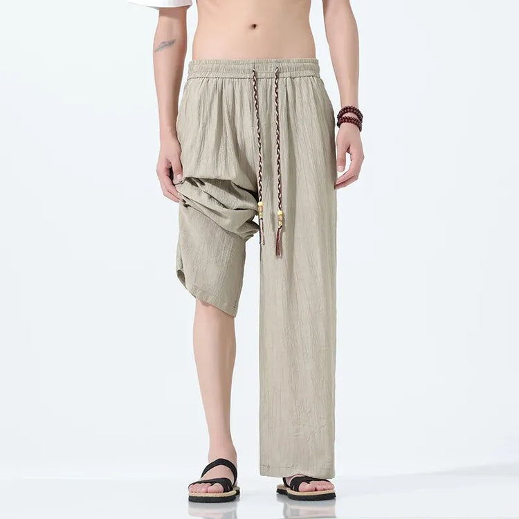 Pantaloni da Uomo a Gamba Dritta Estivi in Seta Ghiacciata, Pantaloni a Gamba Larga Freschi, Nuovi Arrivi di Tendenza, Traspiranti, Stile Cinese, Casual