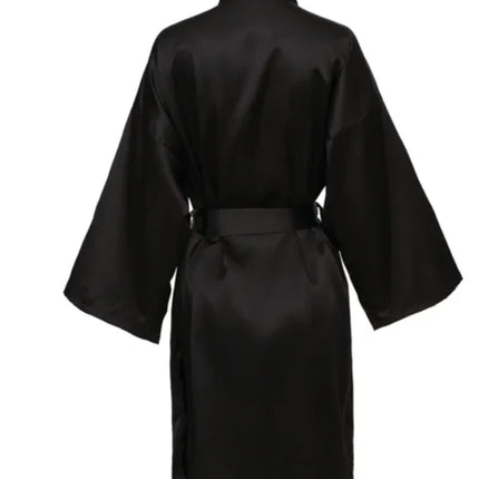Vestaglia da notte in raso solido, elegante vestaglia da casa con scollo a V a mezza manica e cintura, pigiama da donna