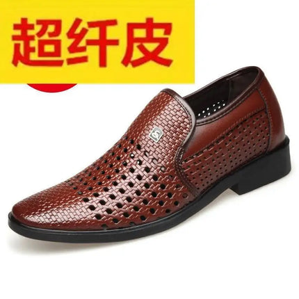 Sandali estivi da uomo in vera pelle morbida, traspiranti, casual, con suola in gomma, punta tonda, tacco basso, slip-on.