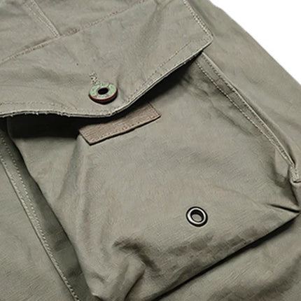 Men's Multi Pocket Cargo Pants Vintage 100% Cotton Loose Straight Tactical Pants Zippered Ankle Cuffs Work Streetwear Trousers