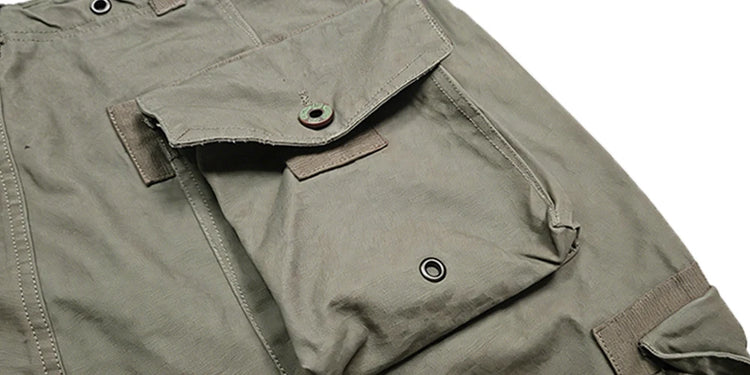 Men's Multi Pocket Cargo Pants Vintage 100% Cotton Loose Straight Tactical Pants Zippered Ankle Cuffs Work Streetwear Trousers