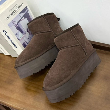 Classic Short Women's 2027 New Winter Warm Wool Thick Sole Genuine Leather And Fur Snow Boots