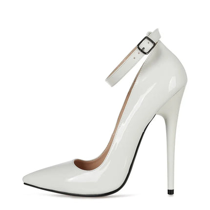 CACA 16cm décolleté da donna con tacchi estremamente alti, scarpe basse Sexy in pelle verniciata, cinturino alla caviglia, nero, rosso, bianco, colori personalizzati, Dropship