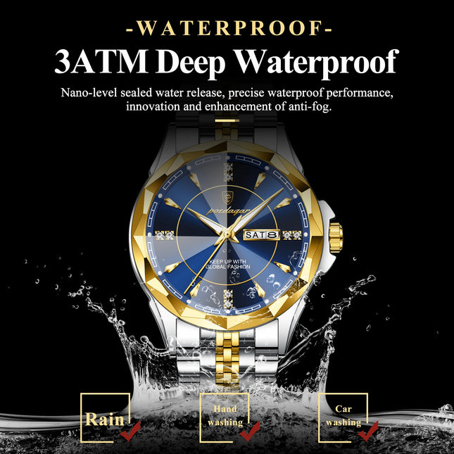 POEDAGAR Orologio da uomo di moda di lusso Top Business Impermeabile luminoso Data Settimana Orologi da uomo Orologio da polso da uomo in acciaio inossidabile al quarzo platinumshop