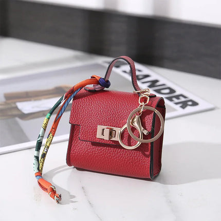 Brand Fashion Coin Purse Luxury Simple Flip Small Bag High-end Bag Pendant Exquisite Lock Silk Scarf Mini Lipstick Headphone Bag PlatiNum
