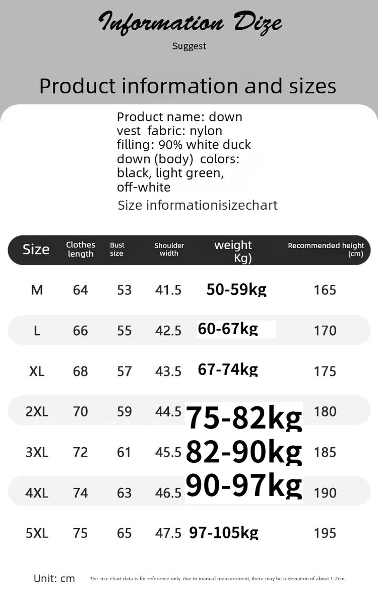90 New Standard Down Jacket - Men's and Women's Matching Down Vest, Warm Coat, Sleeveless Down Jacket Workwear Coat