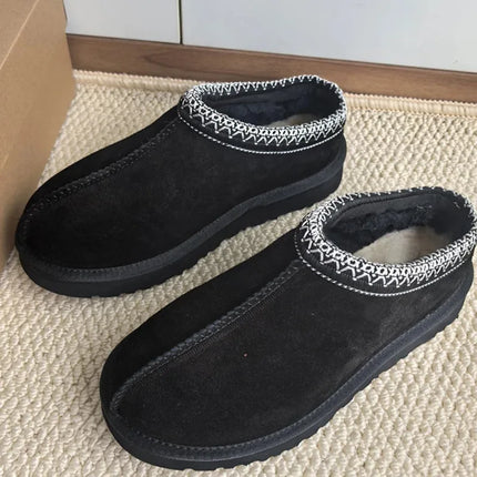 Tasman Winter Warm Wool Women's Tazz Classic Ultra Mini Platform Slippers Thick Sole Genuine Leather And Fur Snow Boots
