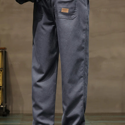 Brand Clothing New Soft Lyocell Fabric Pants Men Thick Loose Straight Drawstring Elastic Waist Korea Casual Cargo Trousers Male