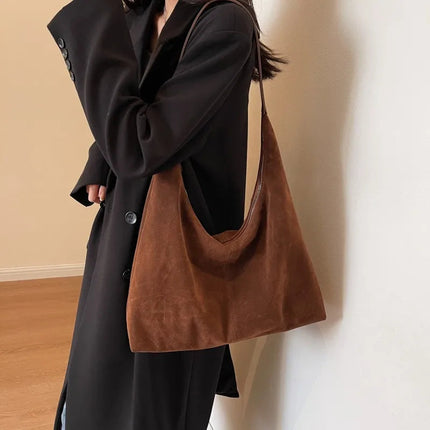 Women Suede Shoulder Bag with Zipper Hobo Bags Large Capacity Handbag Slouchy Bag Commuter Travel Bag Purses and Handbags PlatiNum