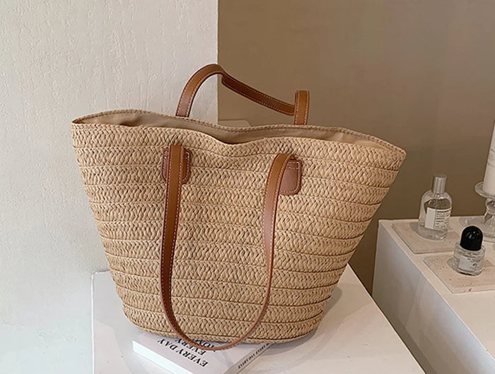 Women's Large Capacity Crossbody Bag Summer Woven Straw Bag Fashion Female Luxury Designer Beach Bag Bali Shopper Bag