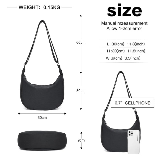 Miss Lulu 2-Piece Set-Large Capacity & Adjustable Shoulder belt-WOMEN'S Crescent Crossbody bag Casual PlatiNum