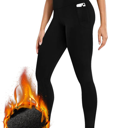 Leggings Termici da Donna con Fodera in Pile, Vita Alta con Tasche, Pantaloni Invernali Caldi e Spessi per Allenamento, Yoga e Corsa