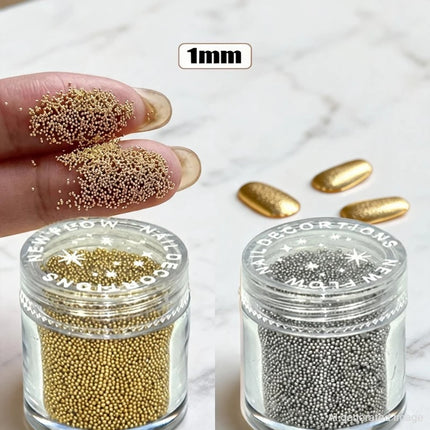 1000Pcs Gold/Silver Caviar Mini Nail Art Beads 24-Colors Micro Stainless Steel Metal Round Ball 1mm Gold Silver Manicure Bead 2028