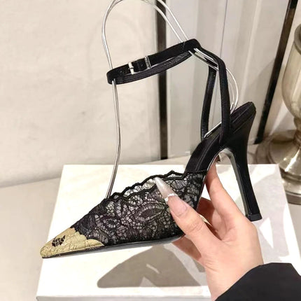2026 Summer Trendy New Shiny Fish Mouth Toe Sexy Stiletto Sandals Woman Quality Sequined Thin High Heel Slippers for Women Shoes PlatiNum