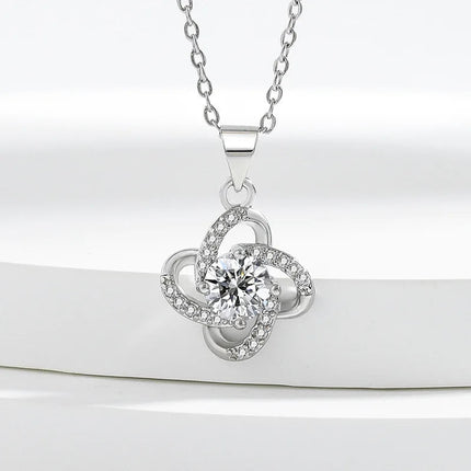 Nuova Collana in Argento Sterling 925 con Pendente in Zirconia 5A per Donna, Gioielli da Matrimonio, Accessori Raffinati, Catena alla Moda, Regalo per Feste PlatiNum