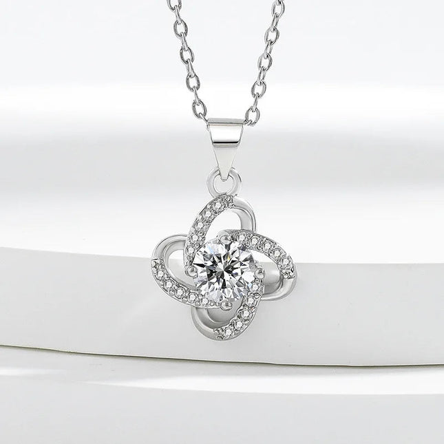 Nuova Collana in Argento Sterling 925 con Pendente in Zirconia 5A per Donna, Gioielli da Matrimonio, Accessori Raffinati, Catena alla Moda, Regalo per Feste PlatiNum