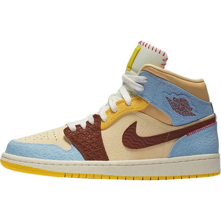 Scarpe da basket alte da uomo Nike Genuine Jordan 1 Mid AJ1 CU2803-200 platinumshop