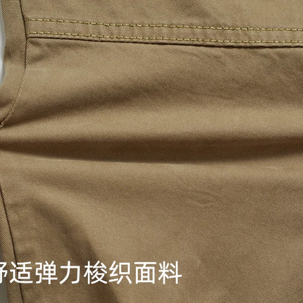 Autumn New American Retro Woven Cargo Pants Men's 97.5% Cotton Washed Elastic Waist Drawstring Loose Casual Anke-tied Trousers