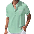 Camicie casual con colletto Henley da uomo nuove Camicia estiva in cotone e lino a maniche corte tinta unita T-shirt da spiaggia larghe e traspiranti