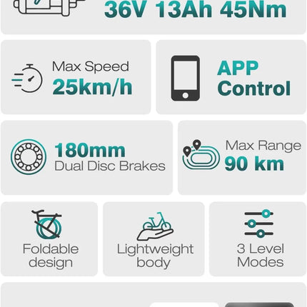 Bicicletta elettrica HITWAY, E-Bike pieghevole, Bici da città, Batteria al litio 36V/13Ah, Autonomia elettrica fino a 35-90 km