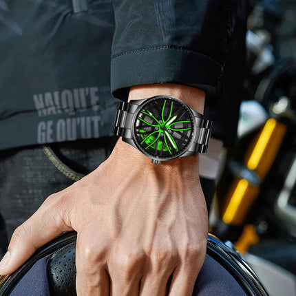Orologio da Uomo LIGE di Lusso al Quarzo, Sportivo, Impermeabile, in Acciaio Inossidabile, Luminoso, con Quadrante a Forma di Ruota d'Auto, Elegante Orologio da Uomo per Affari platinumshop