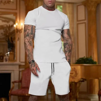Tuta sportiva estiva all'aria aperta alla moda e casual T-shirt traspirante da uomo pantaloncini tuta casual e alla moda in due pezzi platinumshop