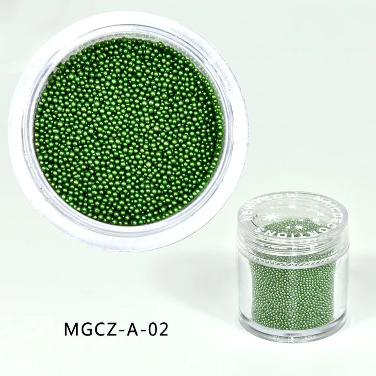1000Pcs Gold/Silver Caviar Mini Nail Art Beads 24-Colors Micro Stainless Steel Metal Round Ball 1mm Gold Silver Manicure Bead 2028