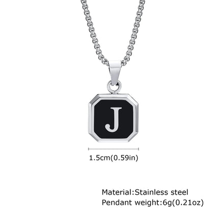 Collana con ciondolo quadrato con iniziali per uomo donna, collana in acciaio inossidabile impermeabile 50/55/60 cm, regalo di gioielli alla moda PlatiNum