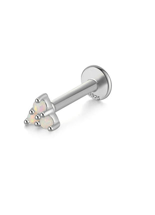 CANNER 1PC 925 Sterling Silver Exquisite Crown Opal Piercing Earring for Women Ear Studs Cartilage Earring Body Jewelry Gift PlatiNum